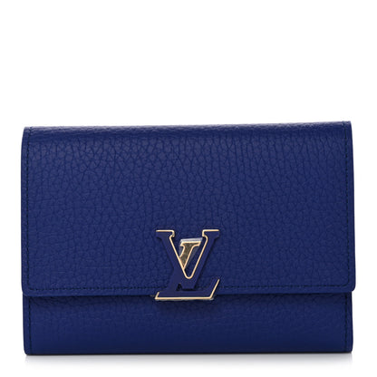 Louis Vuitton Taurillon Capucines Compact Wallet Blue 1 of 8