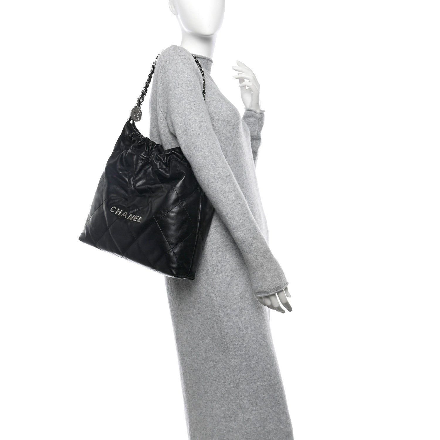 Chanel Shiny Calfskin Quilted Chanel 22 Black 2 of 13