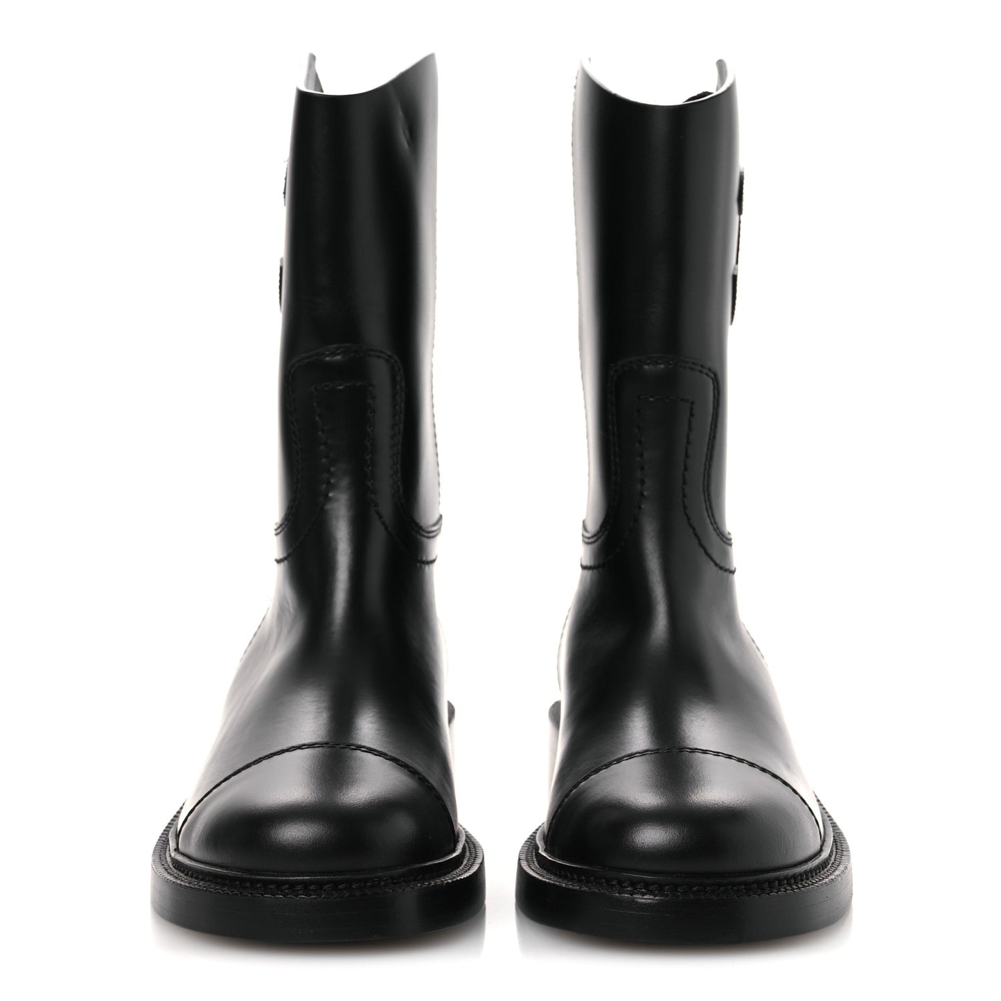 Calfskin Cap Toe Boots 37 Black