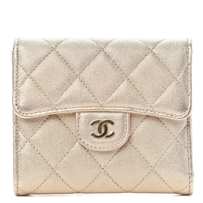 Chanel Metallic Lambskin Quilted Compact Flap Wallet Gold 1 of 8