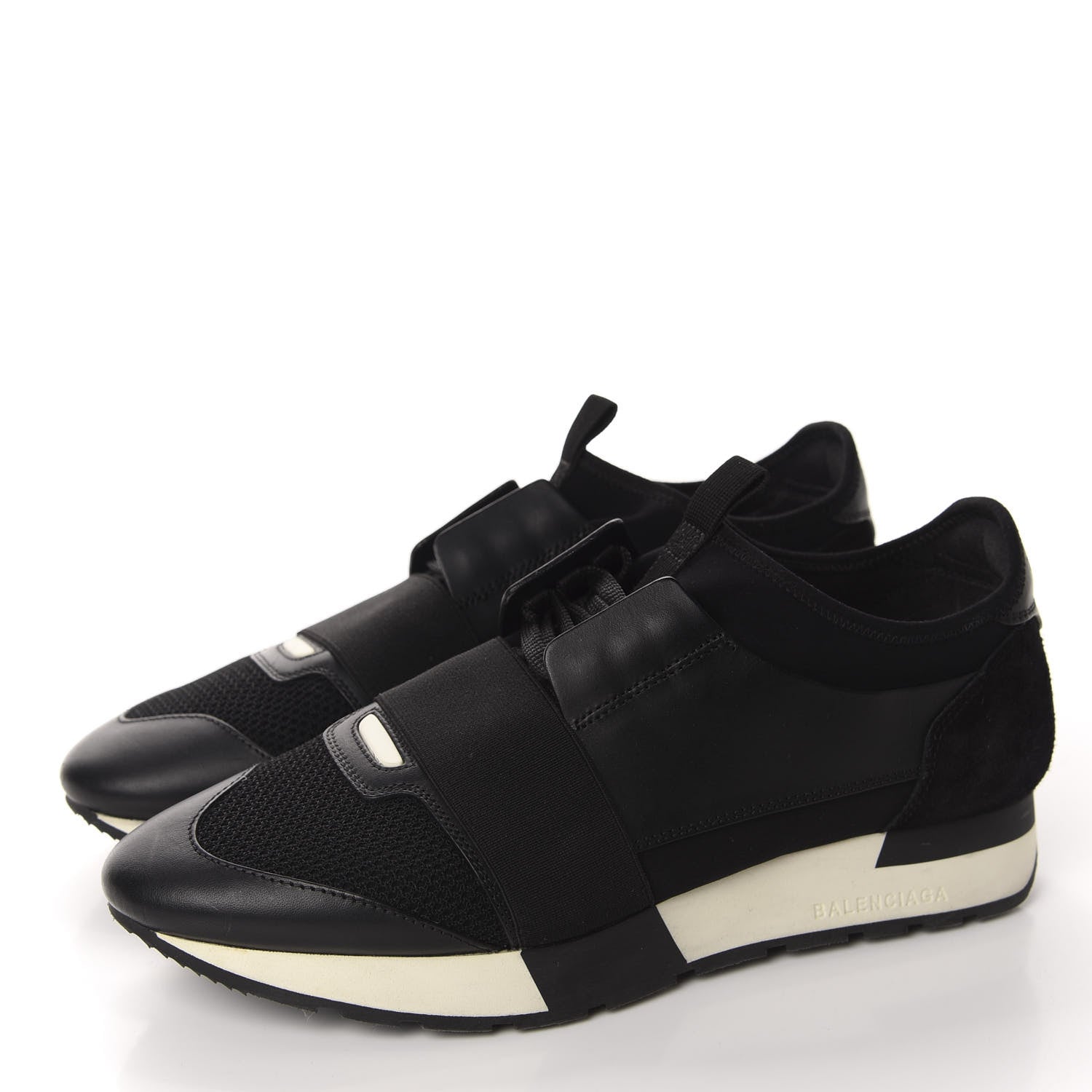 Balenciaga Mesh Calfskin Neoprene Suede Womens Race Runner Sneakers 40 Black 3 of 15