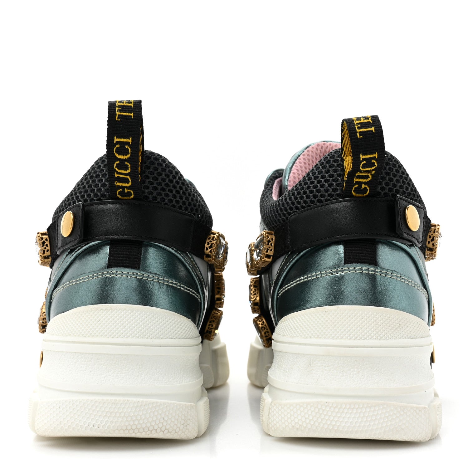 Gucci X SEGA Metallic Calfskin Removable Crystals Womens Flashtrek Sneakers 37.5 Lago 4 of 9