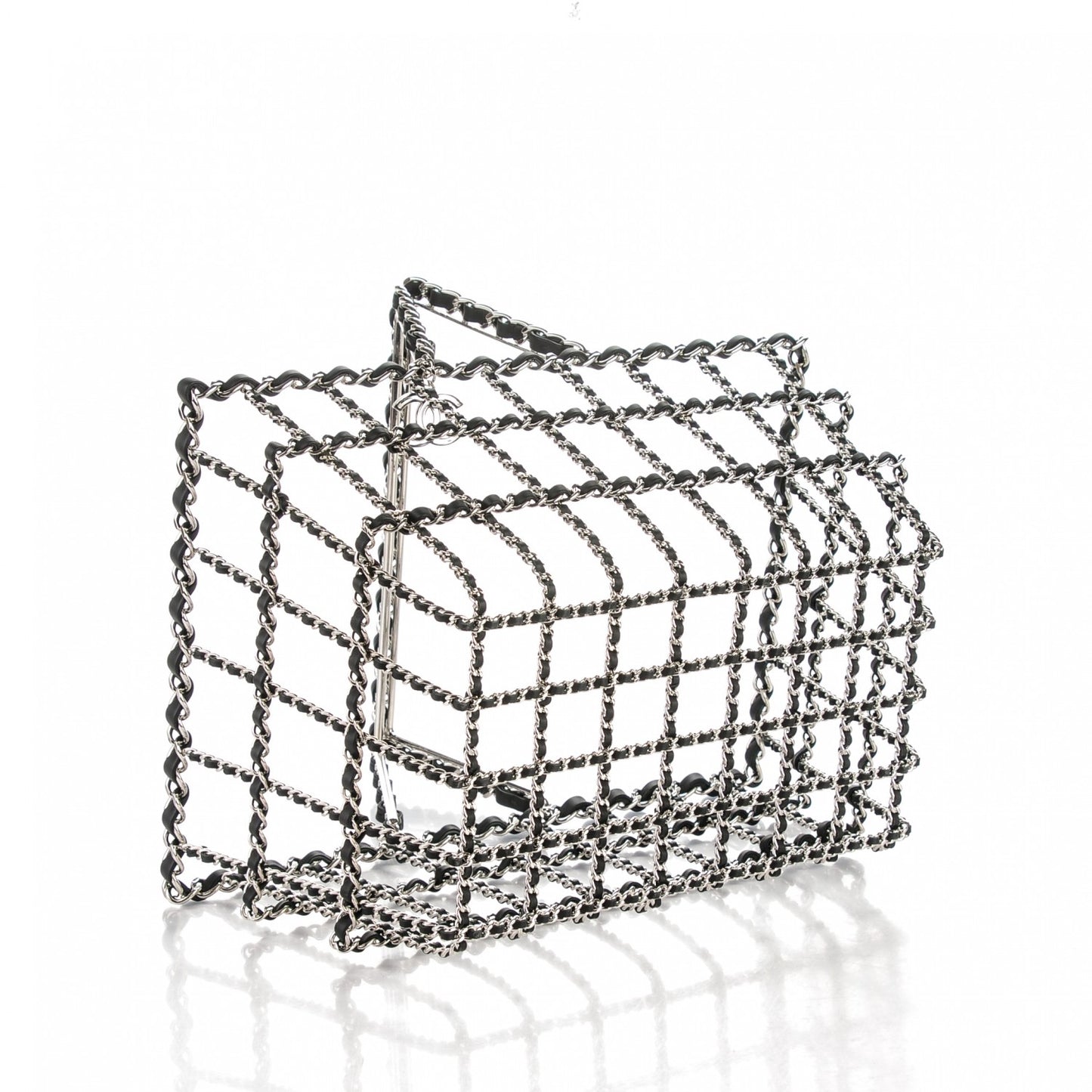 Brass Calfskin Grocery By Shopping Basket Silver