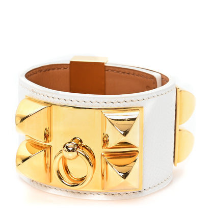 Hermes Epsom Collier de Chien CDC Bracelet S White 1 of 6