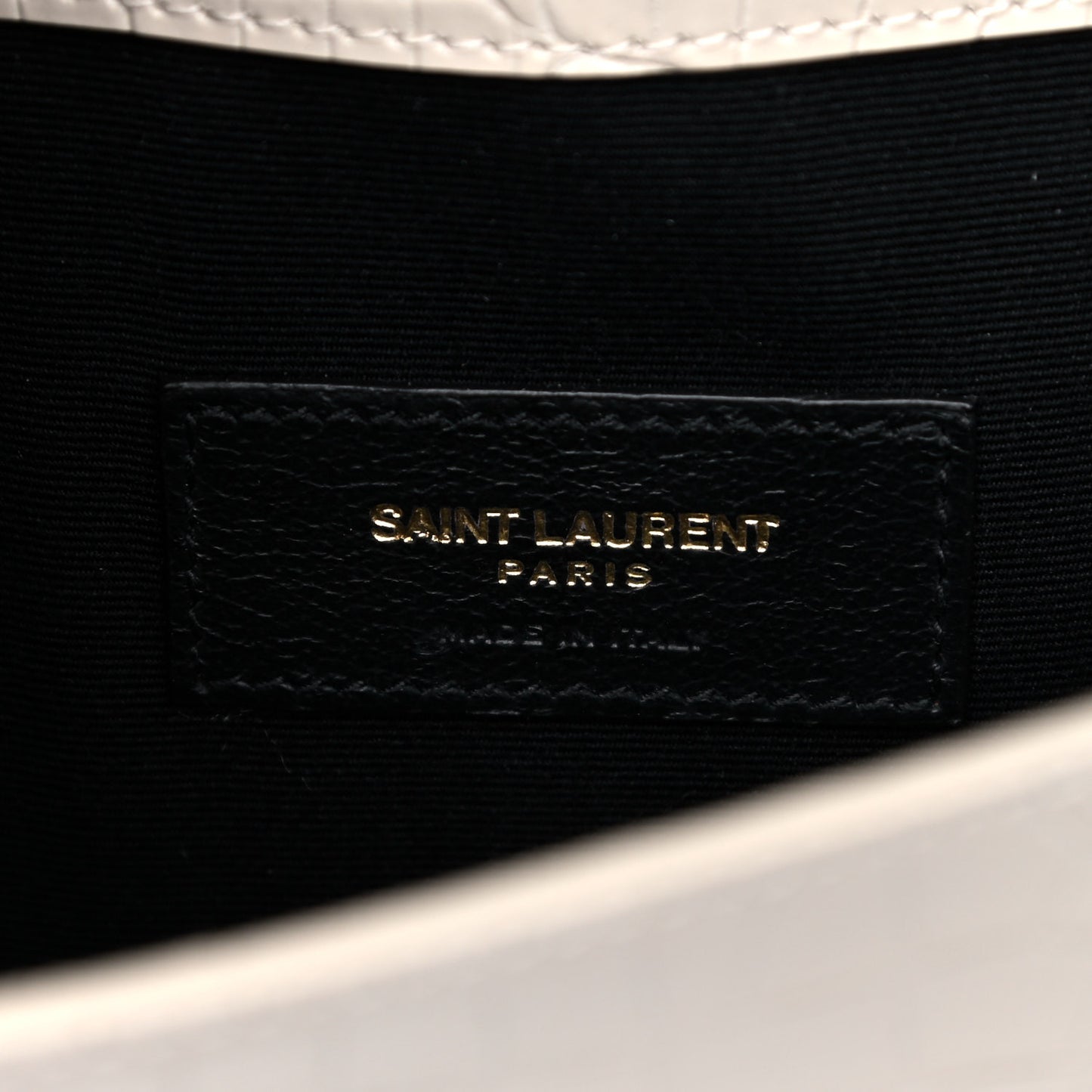 Calfskin Crocodile Embossed Uptown Monogram Pouch Crema Soft