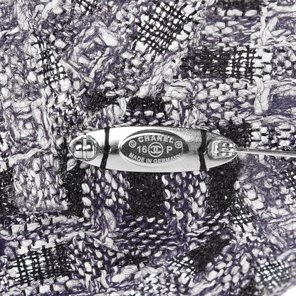Chanel Tweed Camellia Brooch Blue Ecru Black 4 of 5