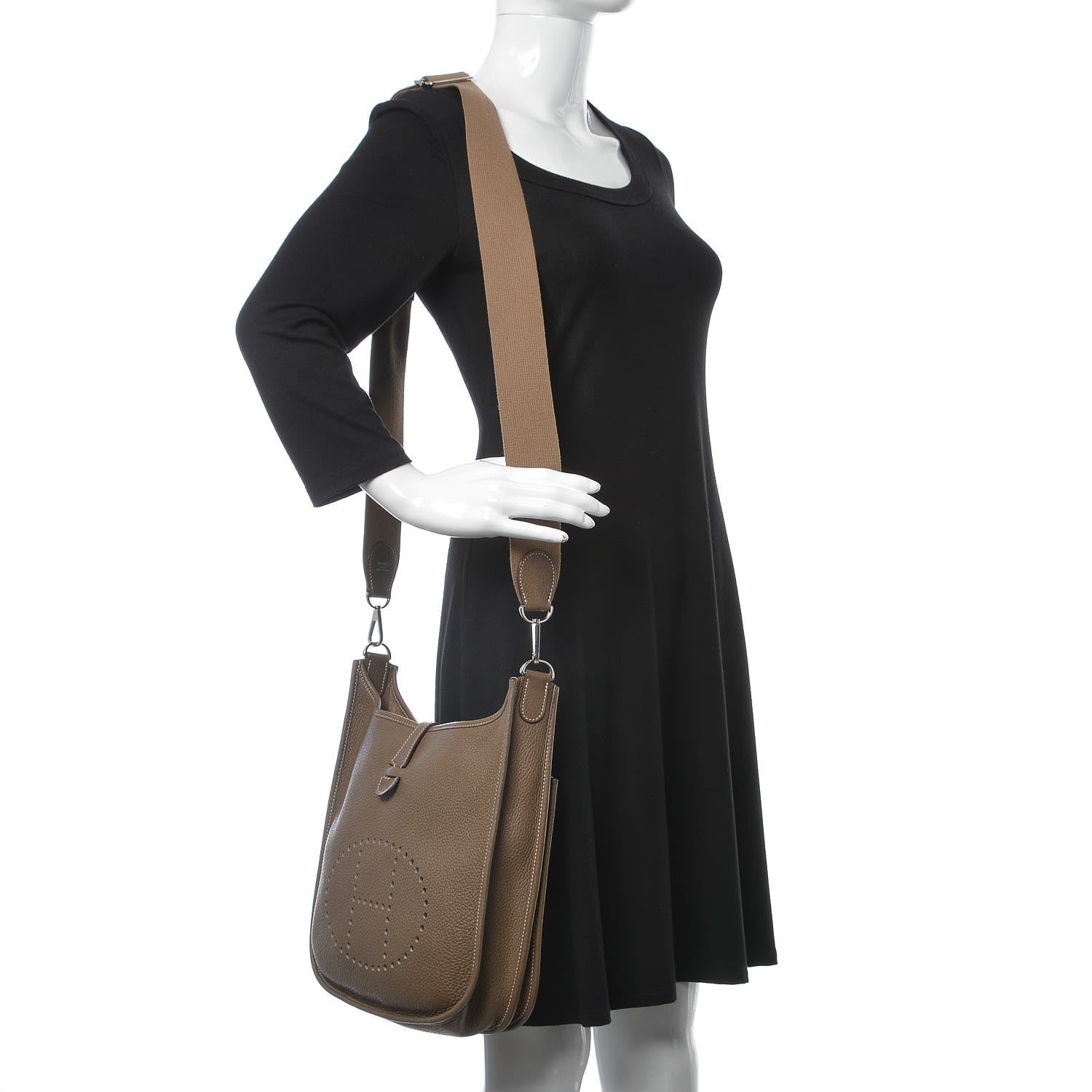 Hermes Taurillon Clemence Evelyne III PM Etoupe 2 of 9