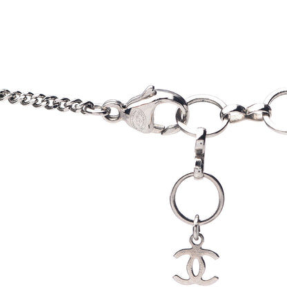 Chanel Resin Crystal CC Pendant Necklace Silver Black 3 of 4
