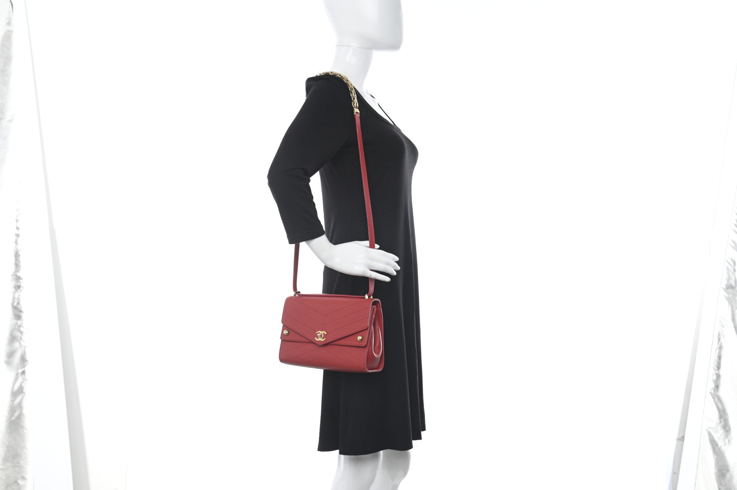 Chanel Calfskin Chevron Quilted Casual Trip Flap Red 2 of 12