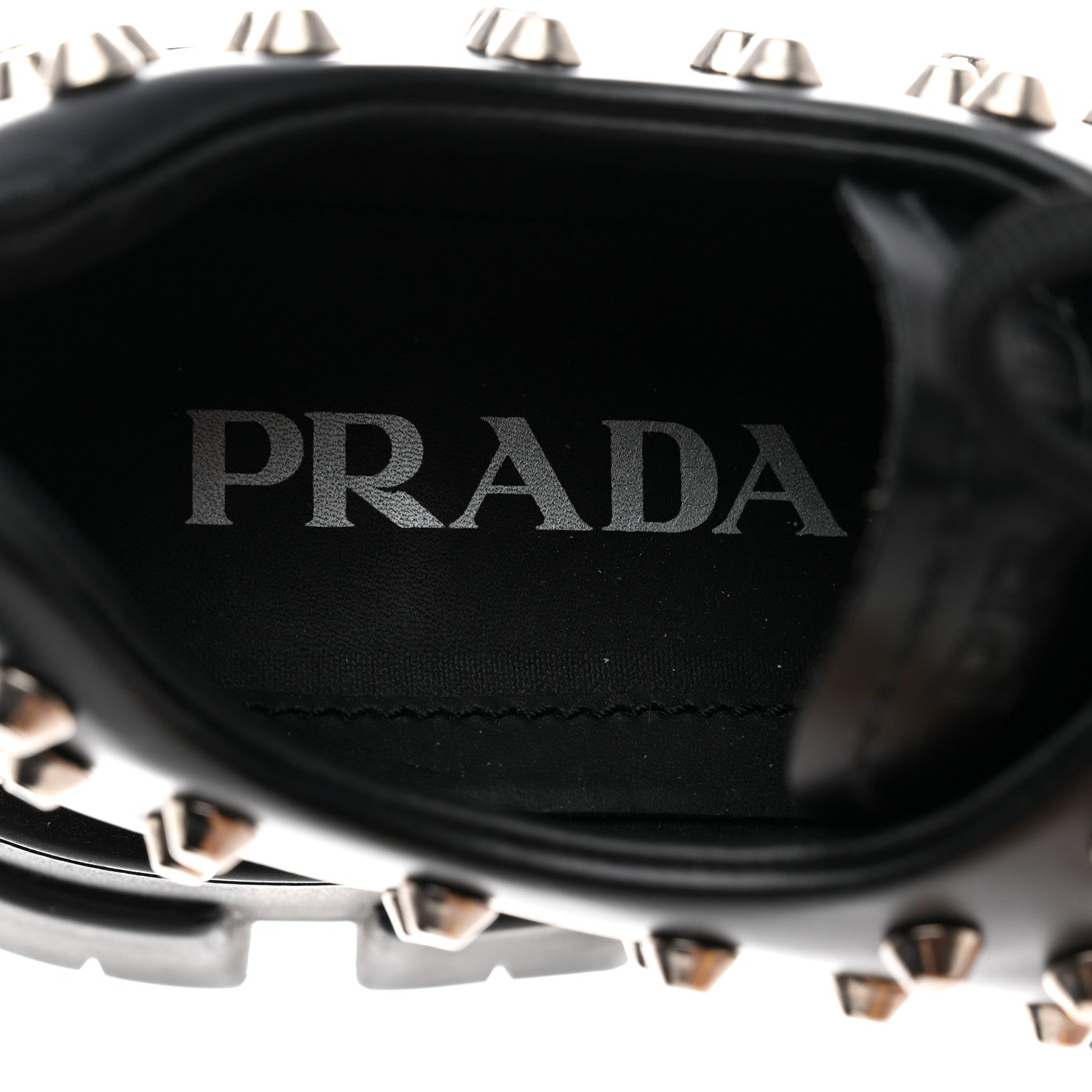 Prada Spazzolato Rois Studded Lace Up Monolith 55mm Derby Loafers 39 Black 7 of 9