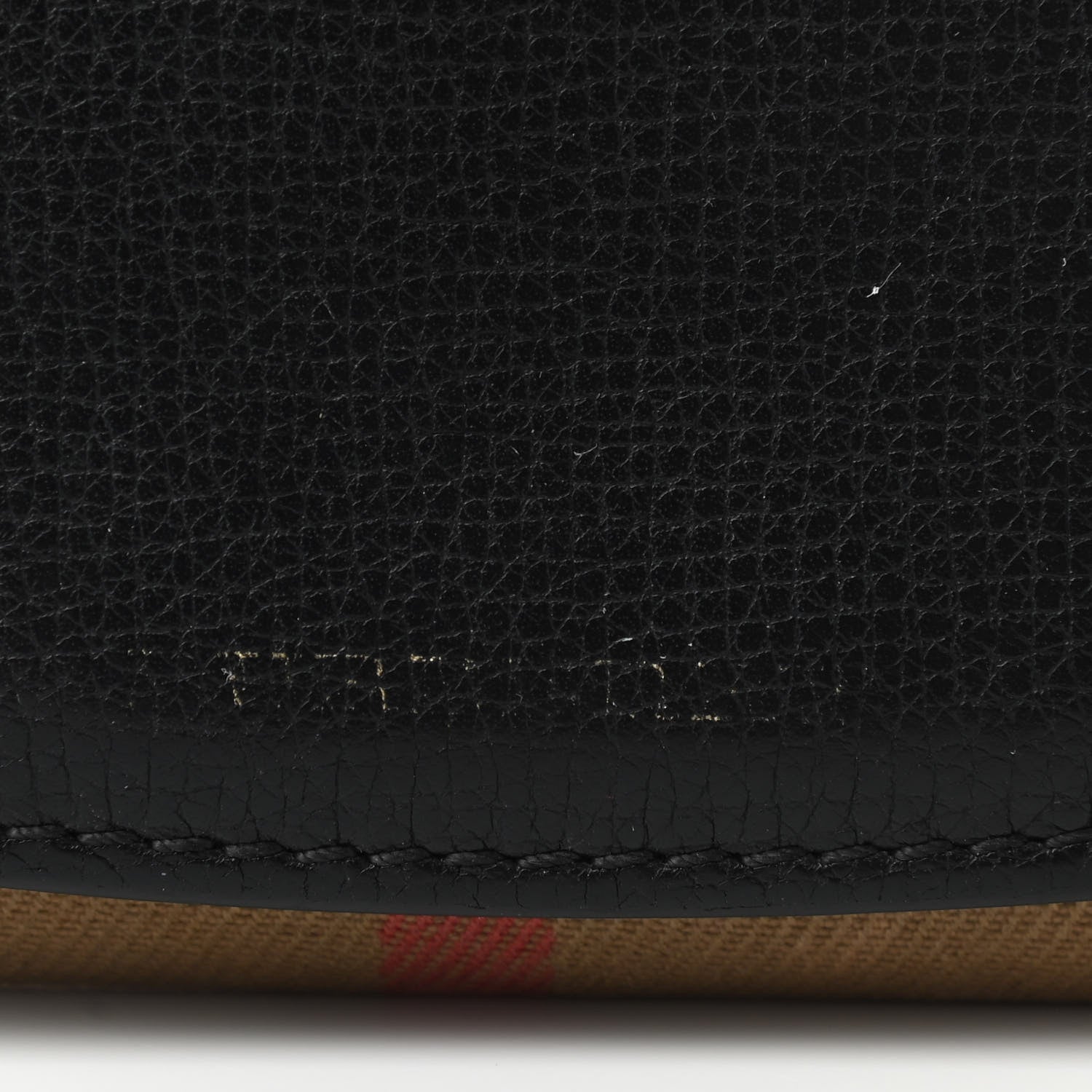 Burberry Grainy Calfskin House Check Wellington Wallet Mahogany Black 7 of 10