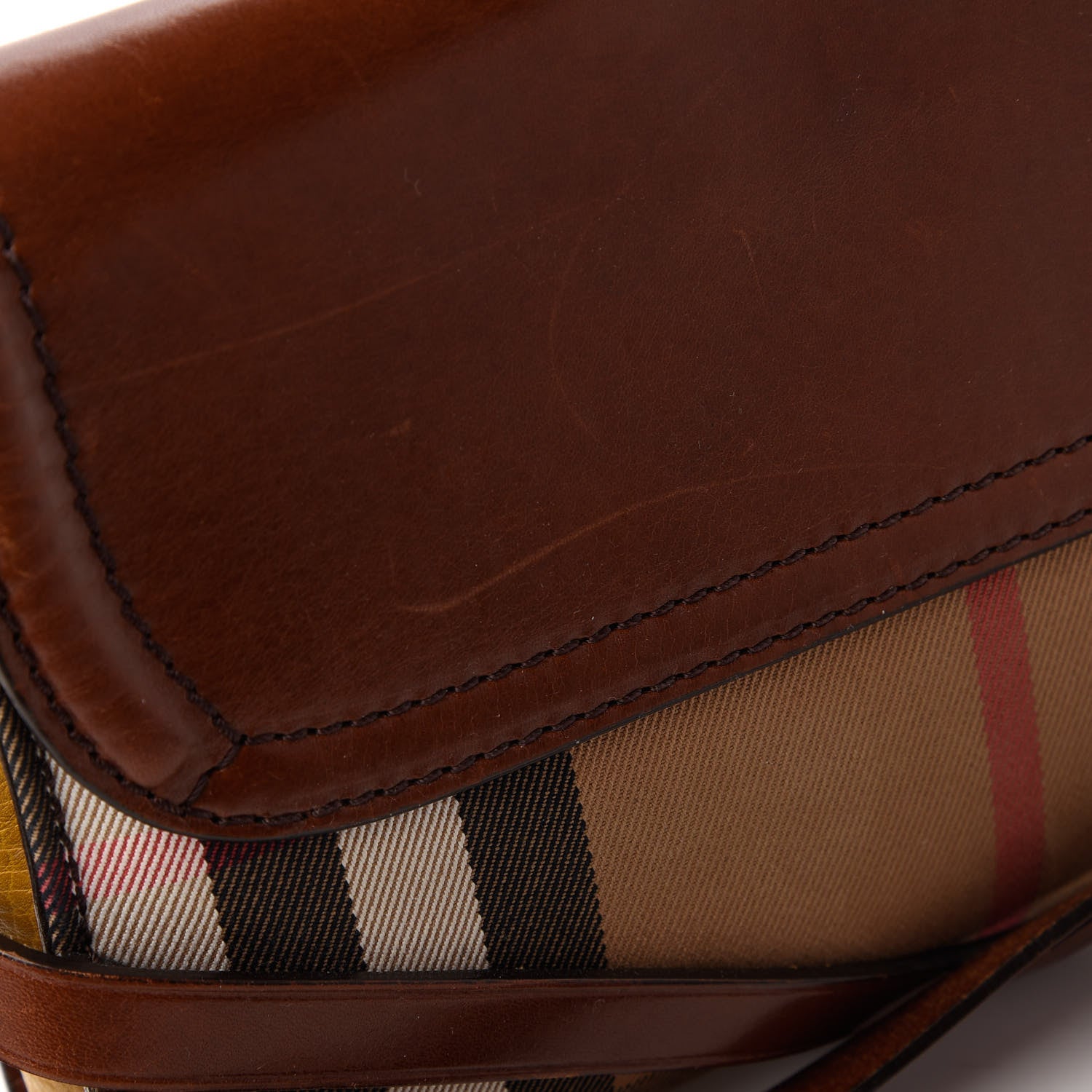 Burberry House Check Bridle Calfskin Small Abbott Crossbody Bag Tan 11 of 11