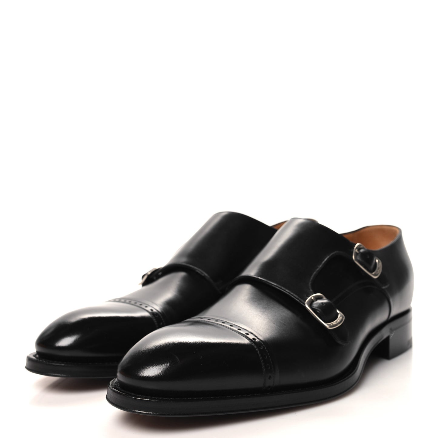 Calfskin Mens Monkstrap Loafers 9.5 Black
