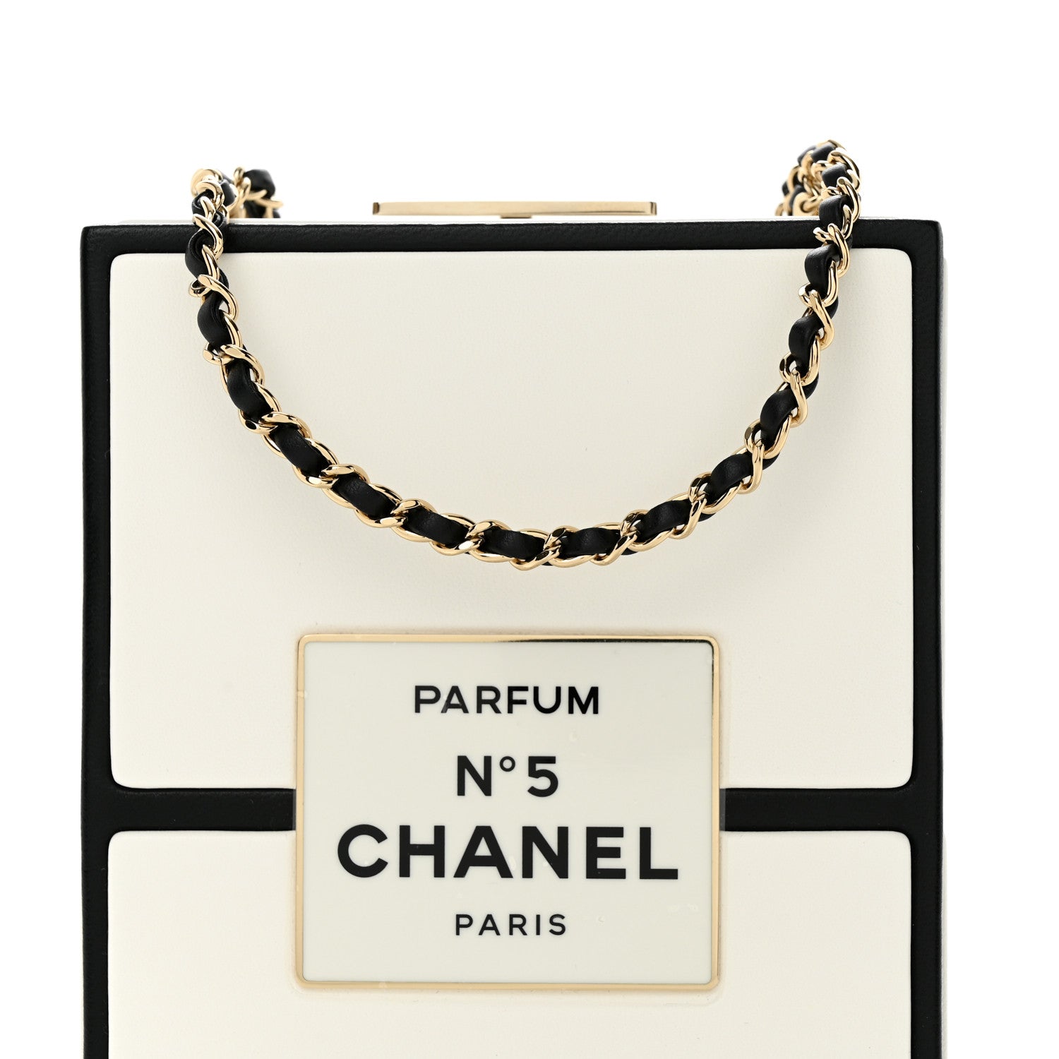 Chanel Lambskin No. 5 Perfume Box Evening Clutch White Black 8 of 12