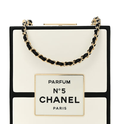 Chanel Lambskin No. 5 Perfume Box Evening Clutch White Black 8 of 12