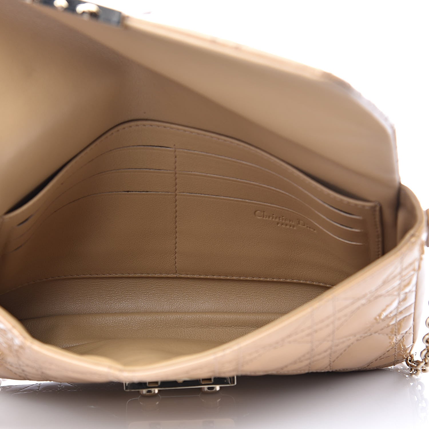 Christian Dior Patent Cannage New Lock Pouch Beige 5 of 11