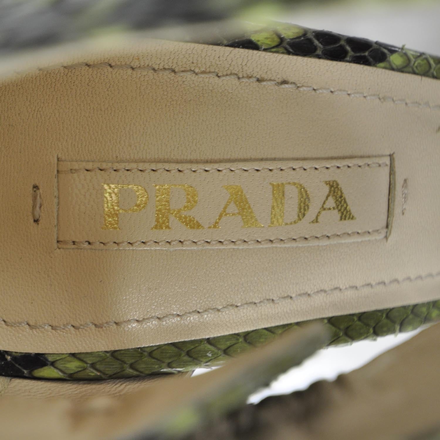 Prada Python Flared Heels 39 Green 9 of 9
