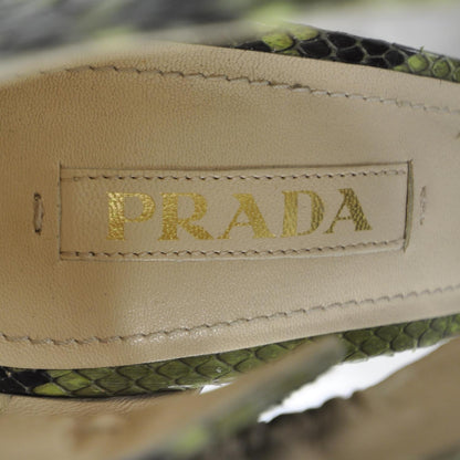 Prada Python Flared Heels 39 Green 9 of 9
