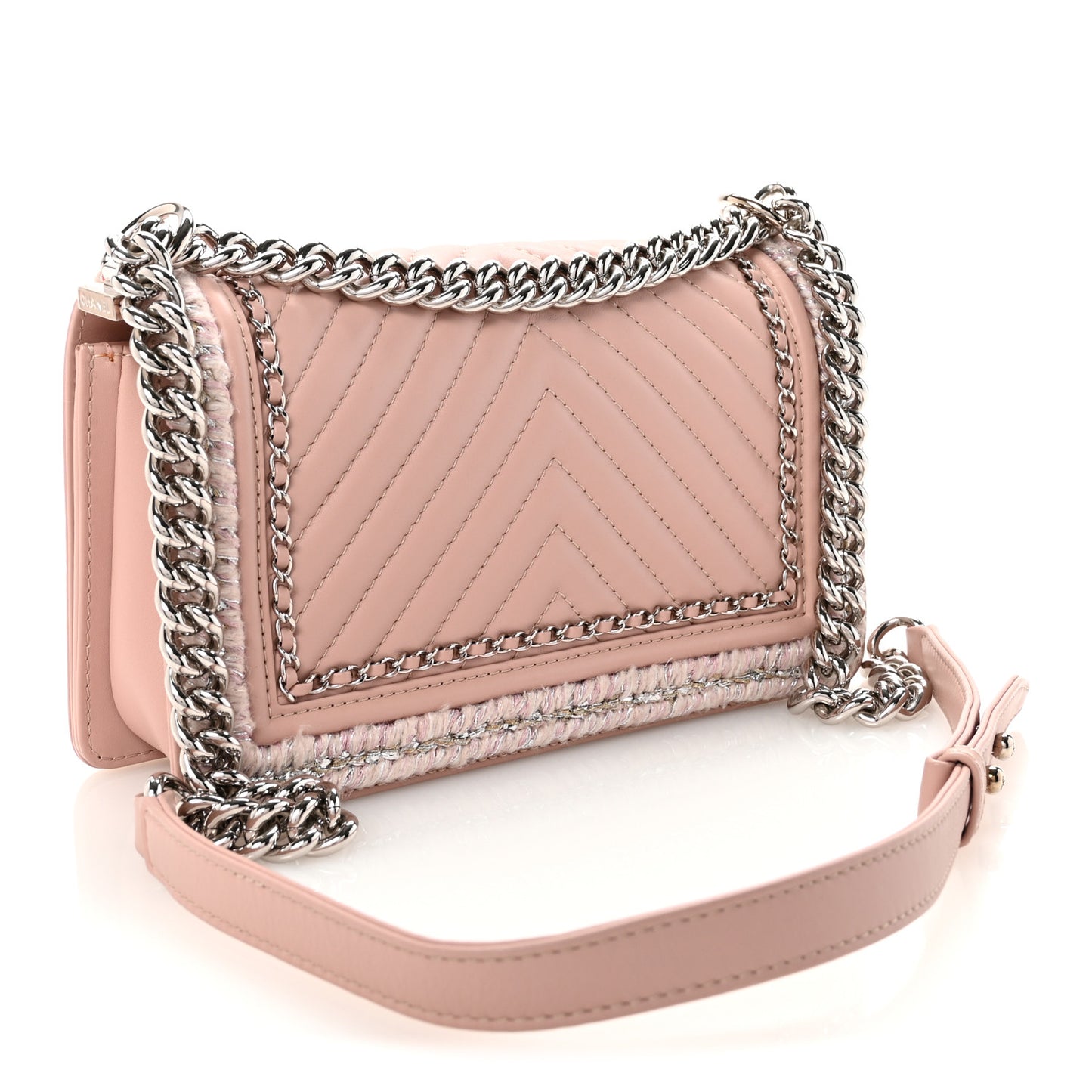 Calfskin Chevron Tweed Medium Boy Flap Pink