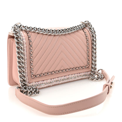 Chanel Calfskin Chevron Tweed Medium Boy Flap Pink 3 of 10