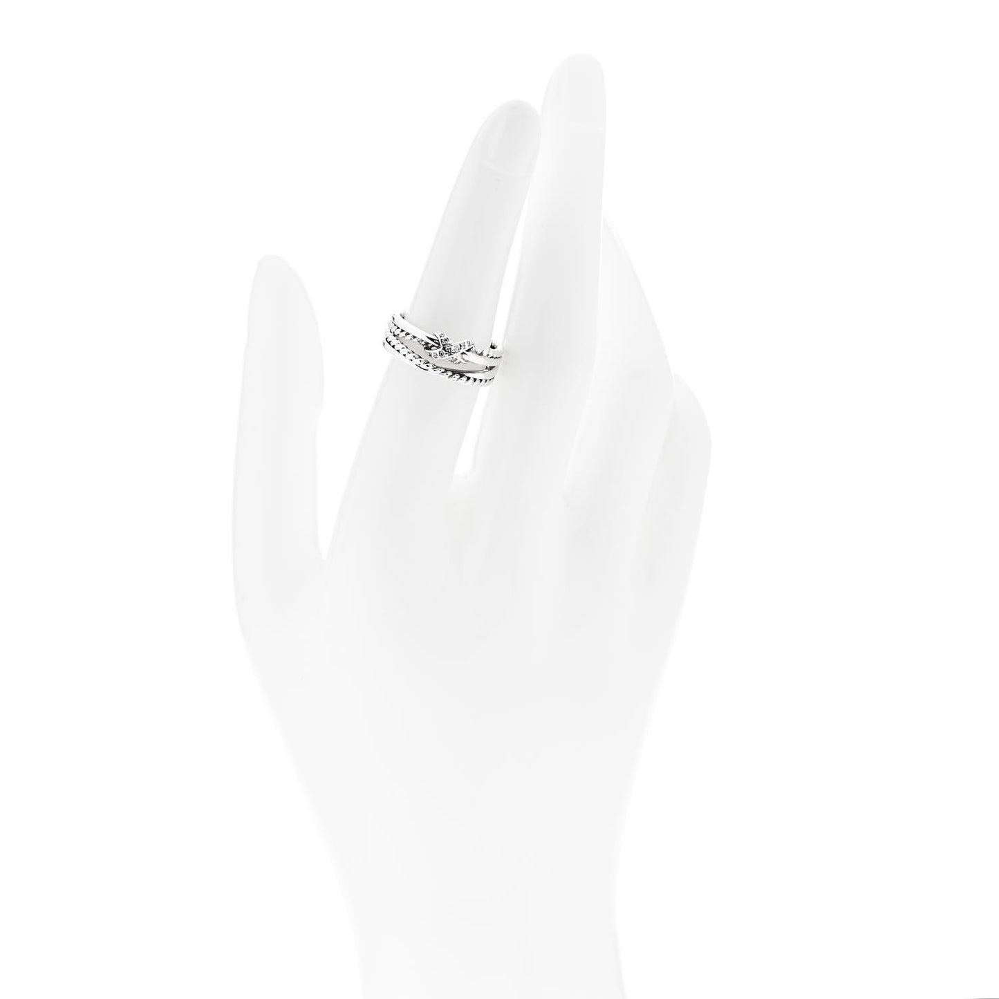 Sterling Silver Diamond X Crossover Ring 53 6.25