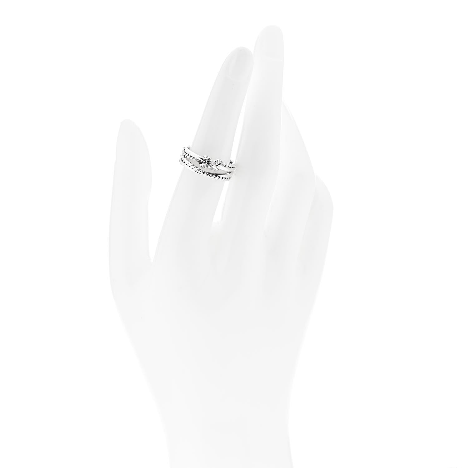 David Yurman Sterling Silver Diamond X Crossover Ring 53 6.25 2 of 5