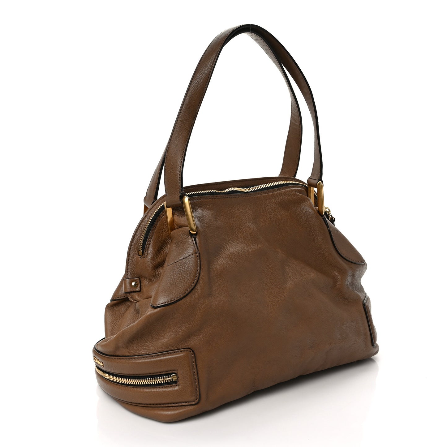 Calfskin Cary Zipped Shoulder Bag Taupe