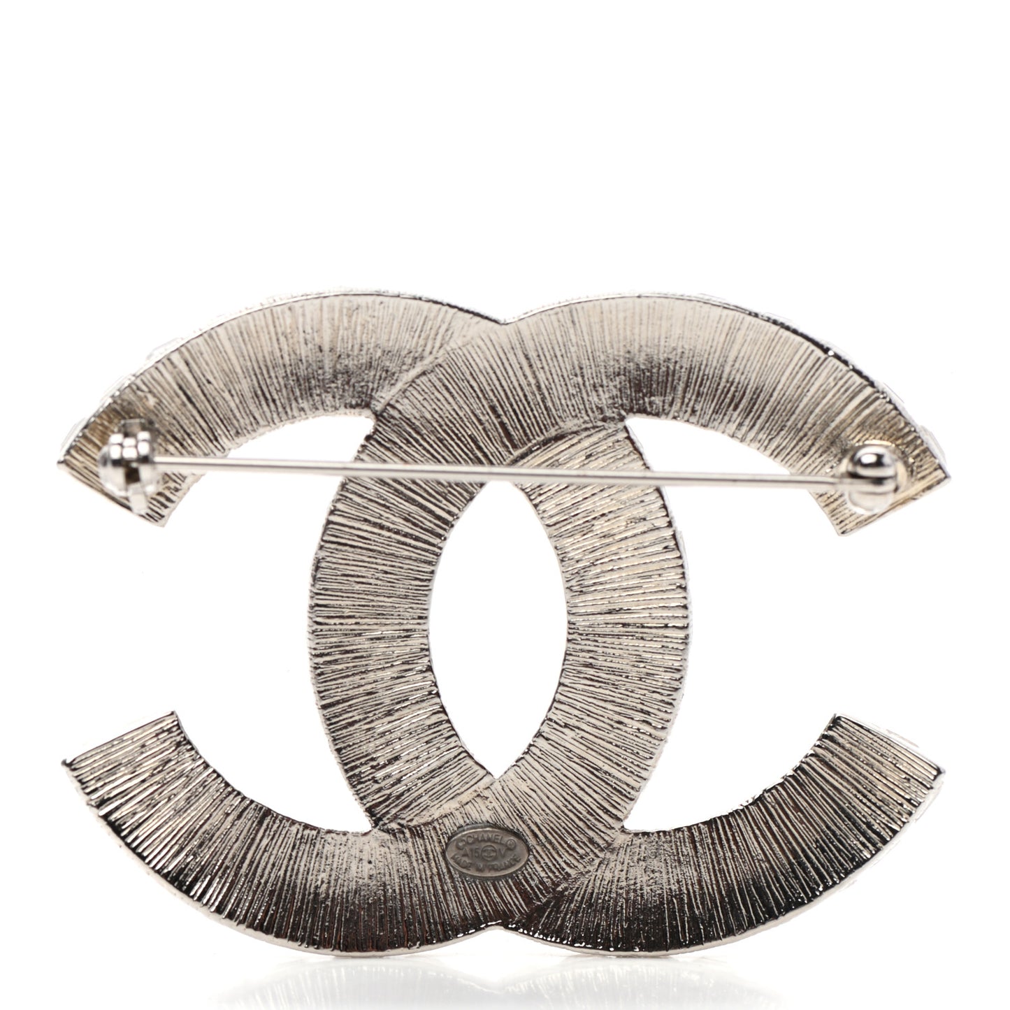 Baguette Crystal CC Brooch Silver