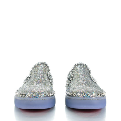 Christian Louboutin Mens Glitter Disco Ball Pik Boat Flat 42 Multicolor Silver 2 of 9