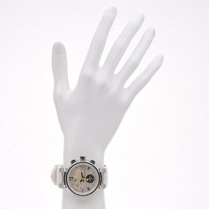 Louis Vuitton Stainless Steel Rubber Diamond Mother of Pearl 34mm Tambour Lovely Cup Quartz Watch 2 of 9