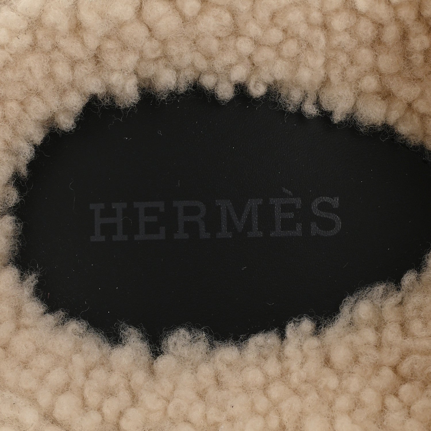 Hermes Calfskin Woolskin Womens Chypre Sandals 37.5 Black Ecru 8 of 8