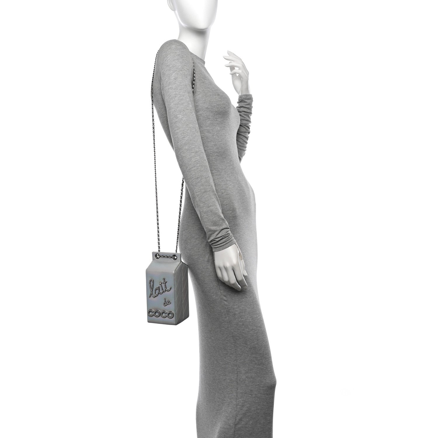 Chanel Metallic Goatskin Lait de Coco Milk Carton Bag Silver 2 of 10