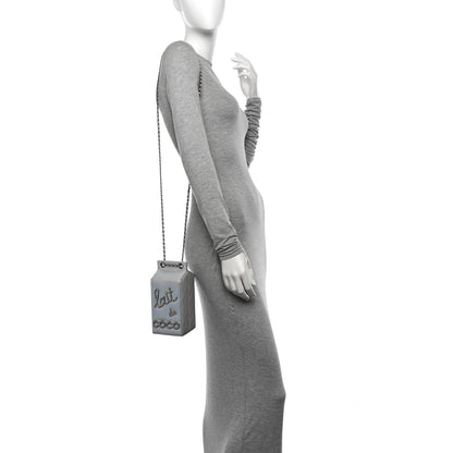 Chanel Metallic Goatskin Lait de Coco Milk Carton Bag Silver 2 of 10