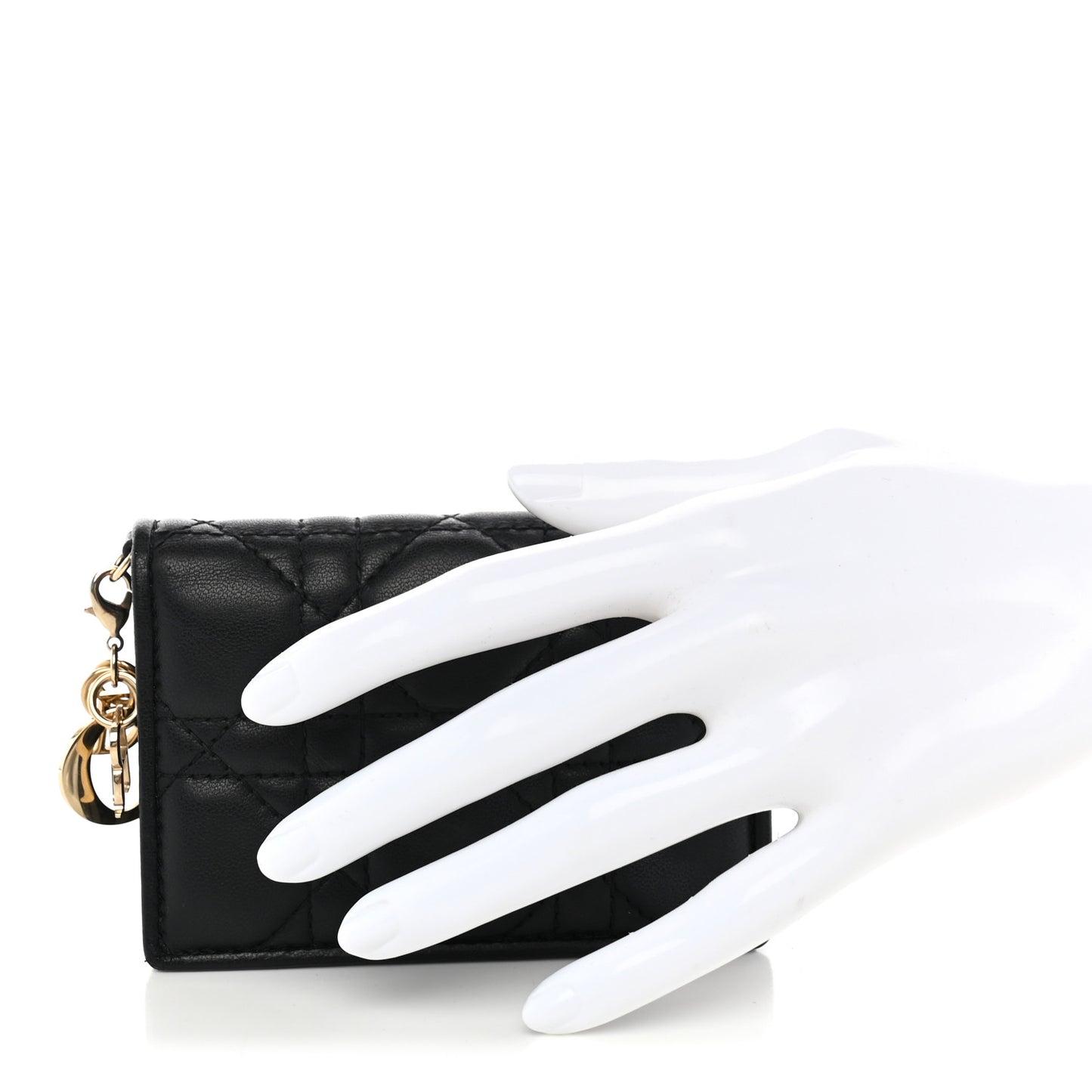 Lambskin Cannage Mini Lady Dior Wallet Black