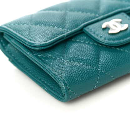 Chanel Caviar Quilted Flap Card Holder Wallet Turquoise 9 of 11