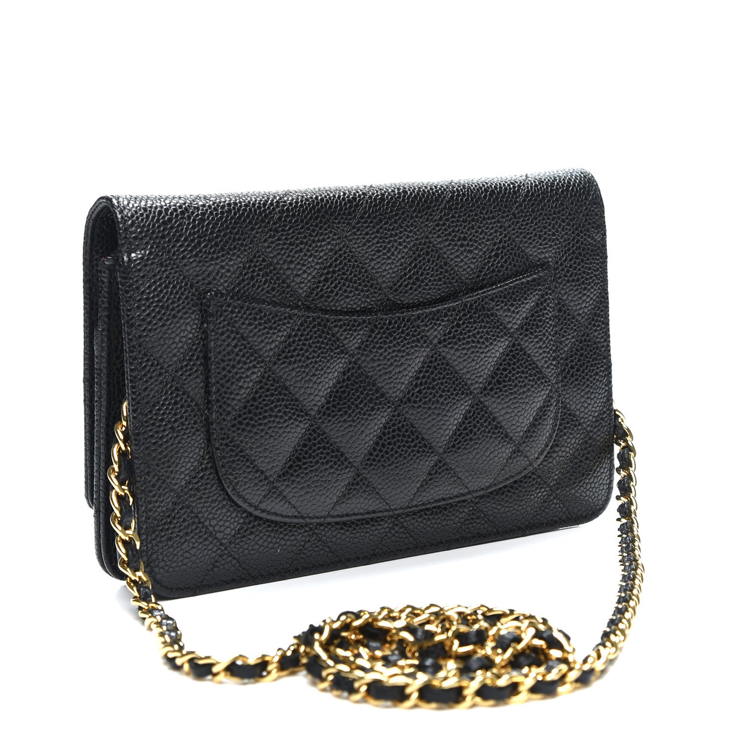 Caviar Quilted Wallet On Chain WOC Black