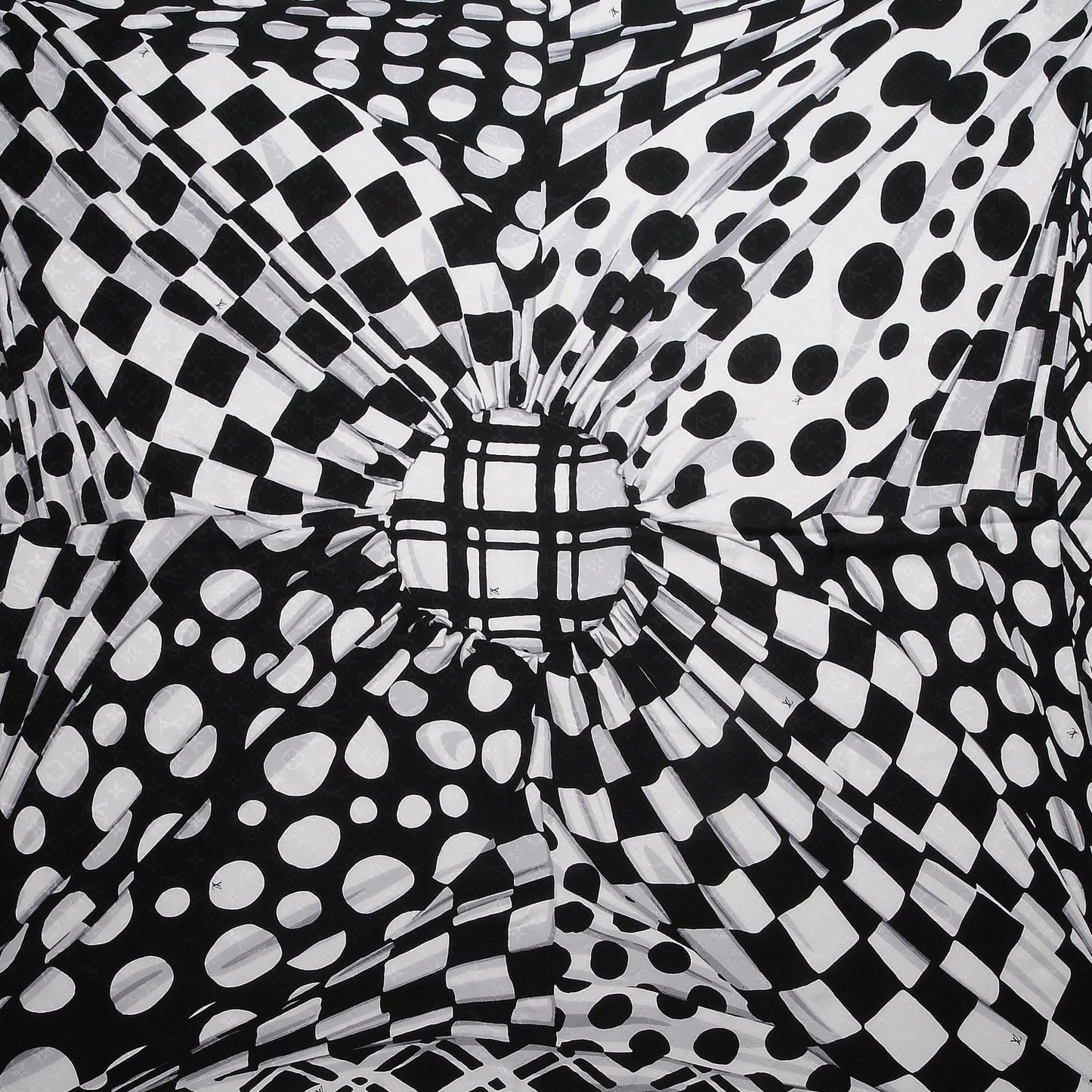 Silk Wool Graphic Flower Scarf Black