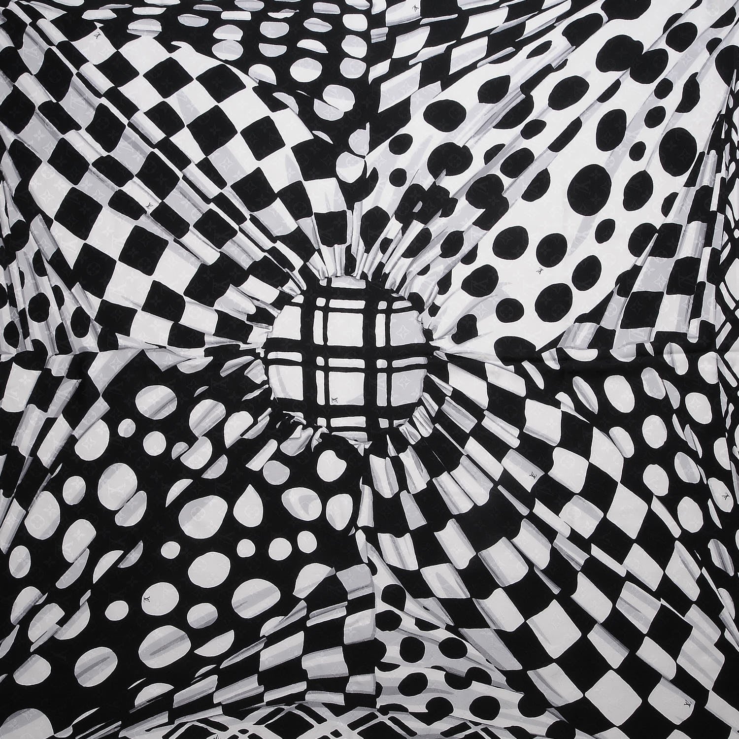Louis Vuitton Silk Wool Graphic Flower Scarf Black 3 of 12