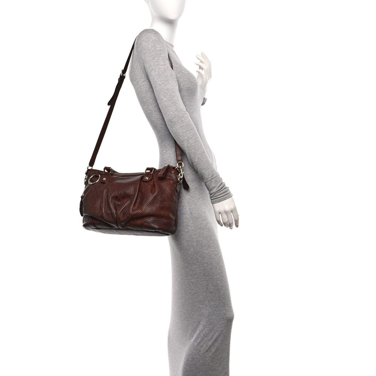 Diamante Medium Sukey Top Handle Bag Dark Brown