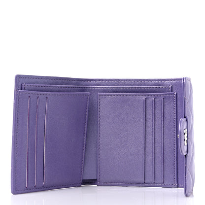 Chanel Iridescent Lambskin Quilted Compact Flap Wallet Purple 5 of 12