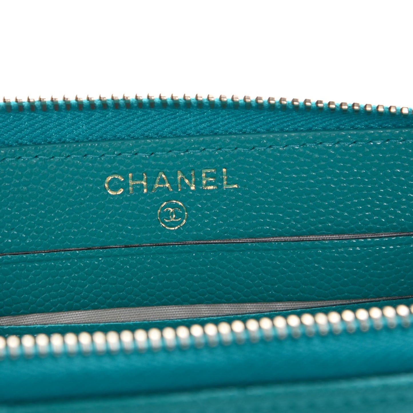 Caviar Quilted Small Zip Around Wallet Turquoise