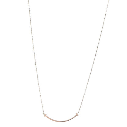 Tiffany 18K Rose Gold Small T Smile Pendant Necklace 1 of 7
