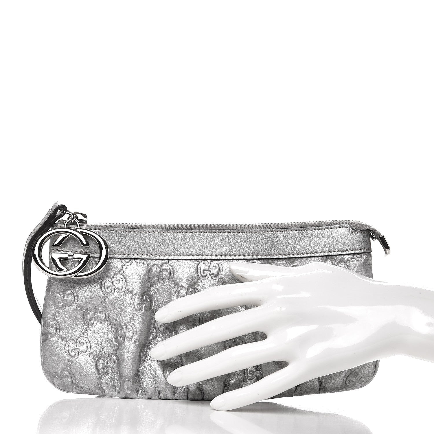 Gucci Guccissima New Britt Wristlet Silver 2 of 7