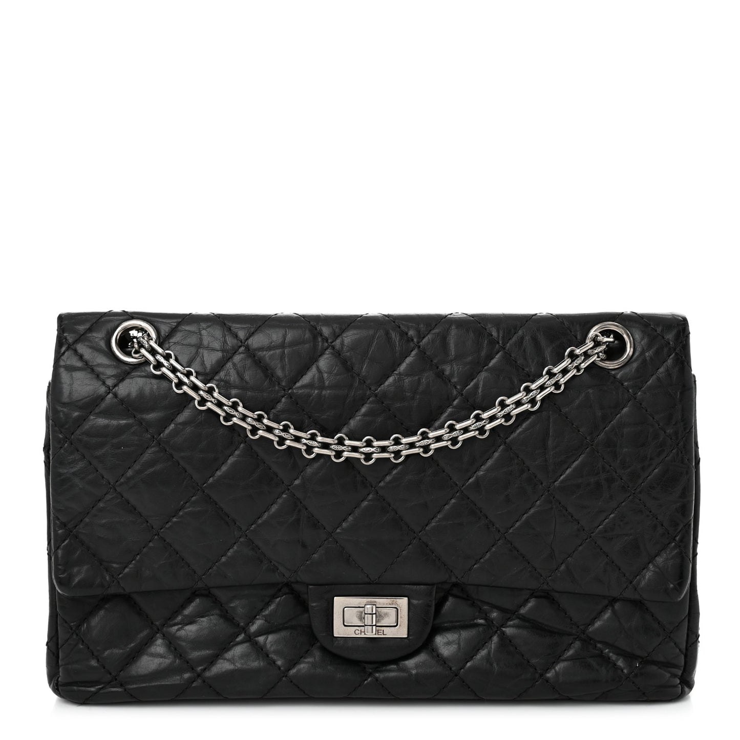 Aged Calfskin Quilted 2.55 Reissue 226 Flap Black