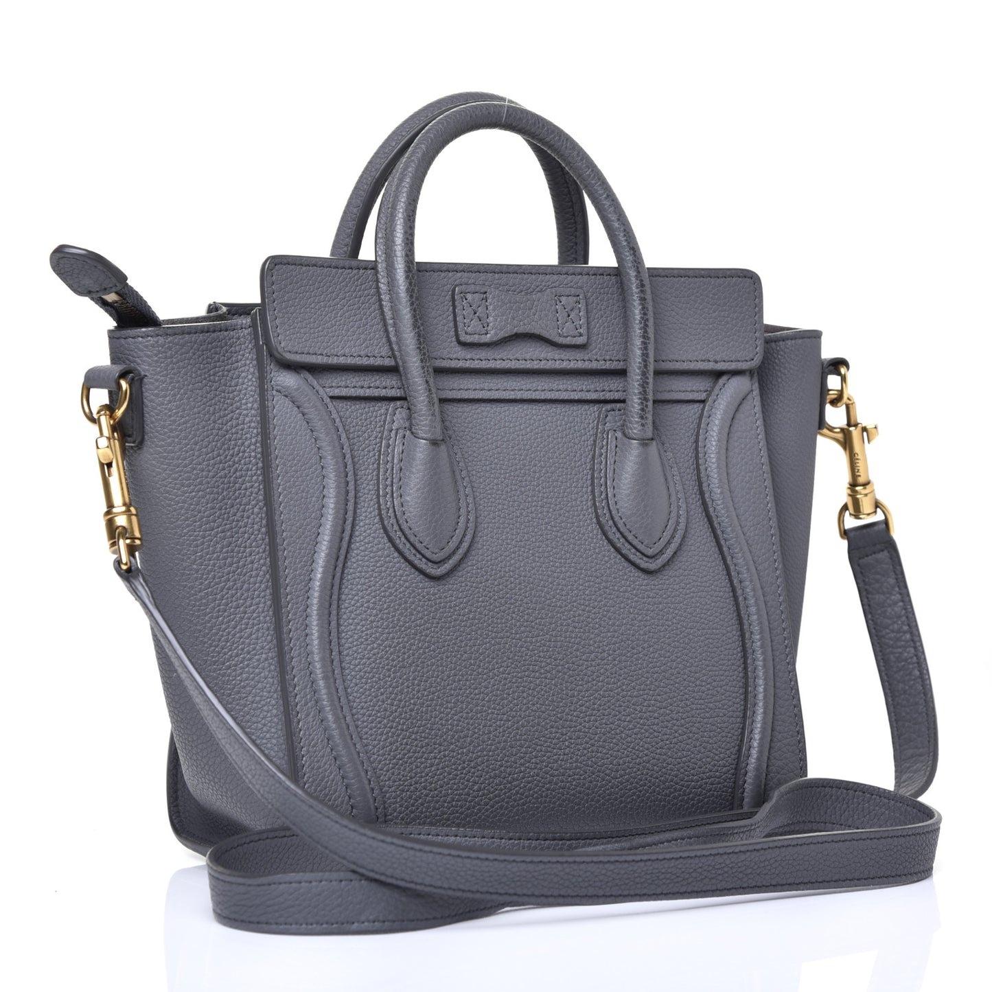 Drummed Calfskin Nano Luggage Kohl