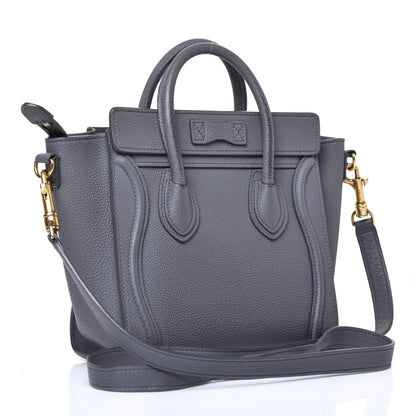 Celine Drummed Calfskin Nano Luggage Kohl 3 of 11