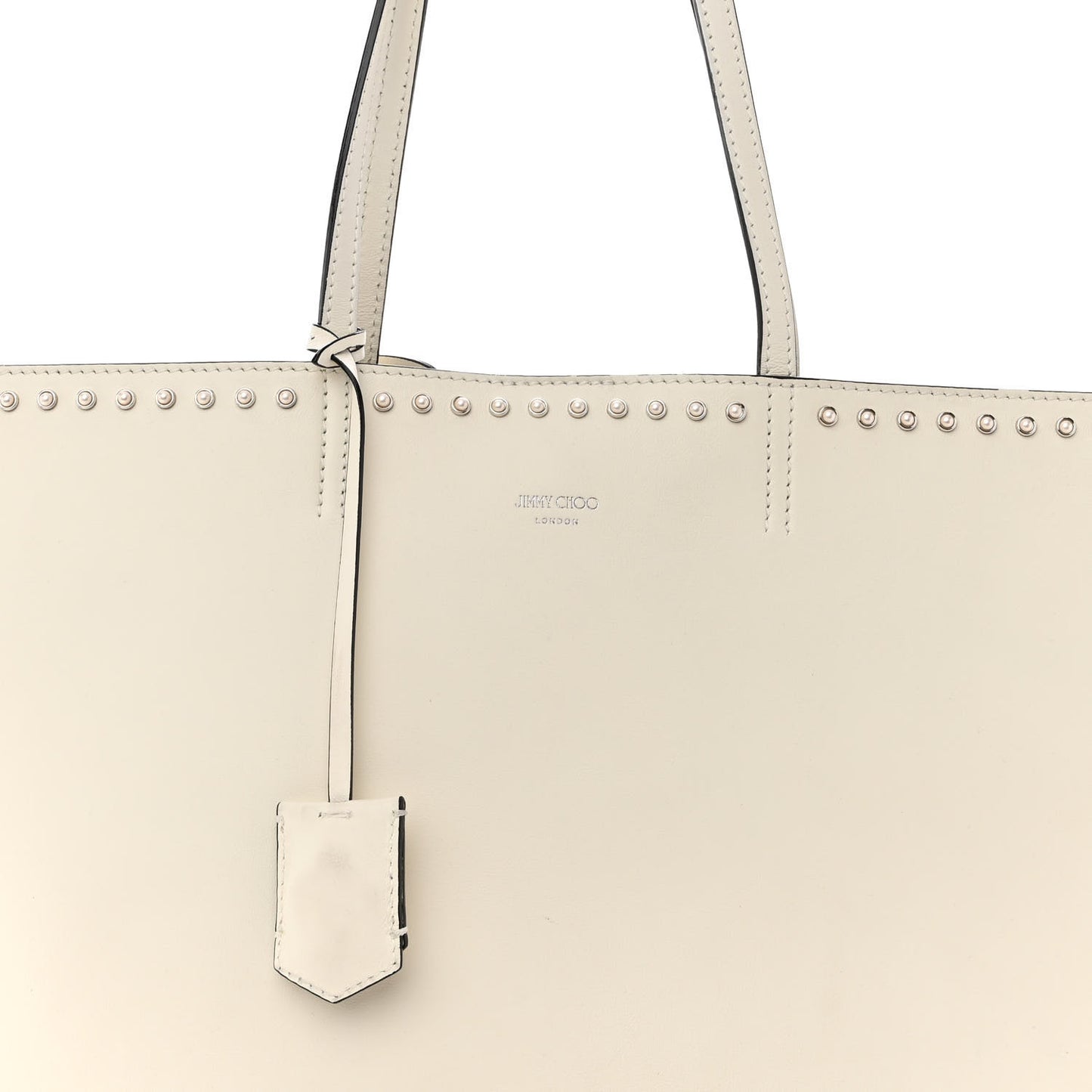Smooth Calfskin Studded Pearl Tote White