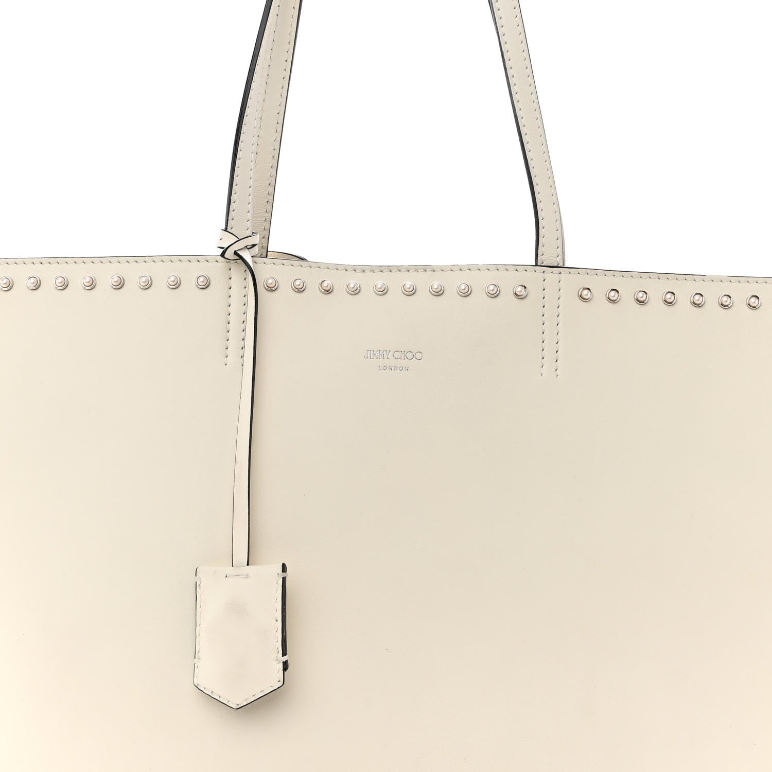 Jimmy Choo Smooth Calfskin Studded Pearl Tote White 8 of 12