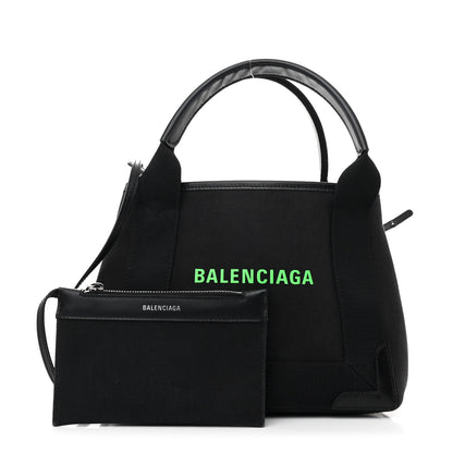 Balenciaga Cotton Canvas Calfskin Navy Cabas XS Black 3 of 13