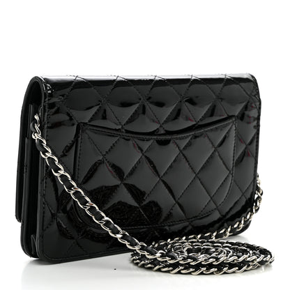 Chanel Patent Quilted Wallet On Chain WOC Black 3 of 11